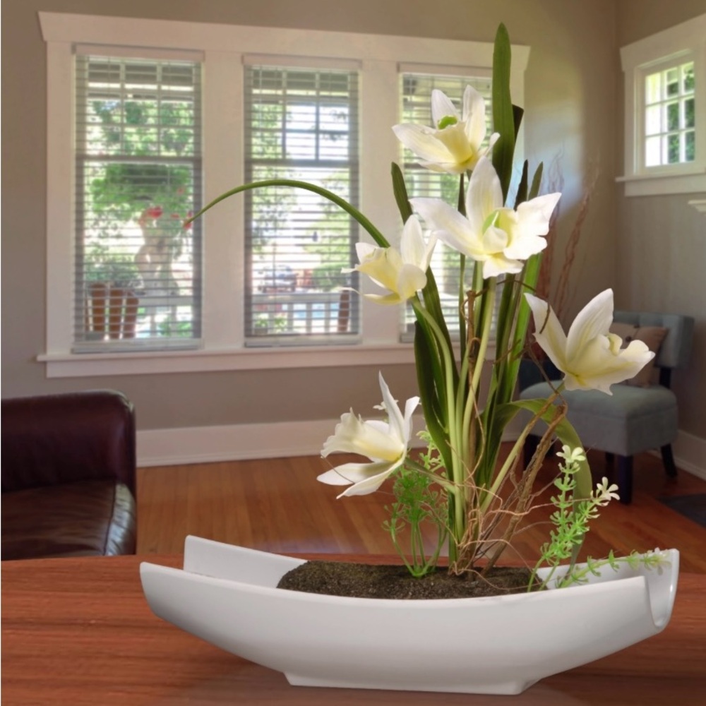 NIB National Tree Company Faux Yellow Orchid Flowers